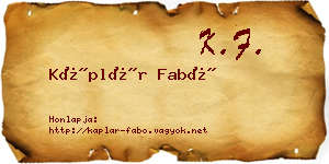 Káplár Fabó névjegykártya